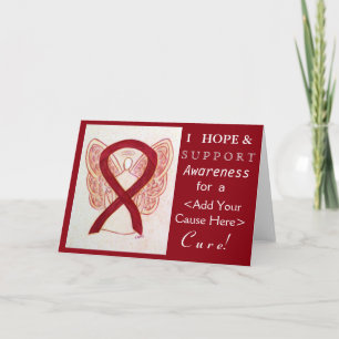 Burgundy Awareness Ribbon Custom Want Kaarten