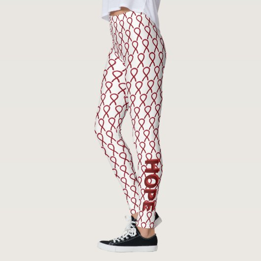 Burgundy Awareness Ribbon Custom Words Leggings (Links)