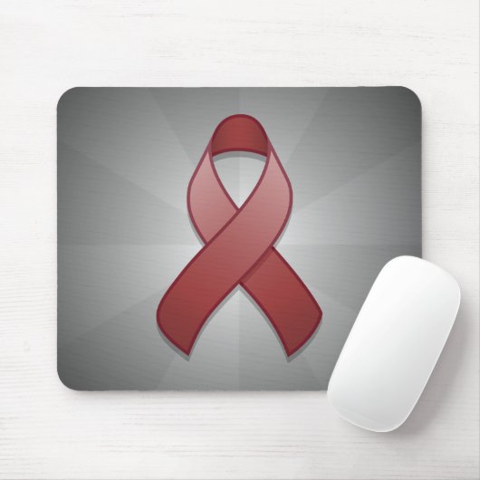 Burgundy Awareness Ribbon Mousepad Muismat (Met muis)