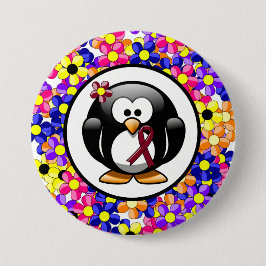 Burgundy Awareness Ribbon Penguin Ronde Button 7,6 Cm