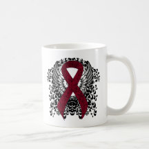 Burgundy Awareness Ribbon with Wings