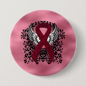 Burgundy Awareness Ribbon with Wings Ronde Button 7,6 Cm (Voorkant)