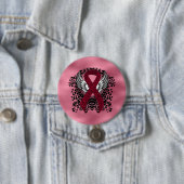 Burgundy Awareness Ribbon with Wings Ronde Button 7,6 Cm (In situ)