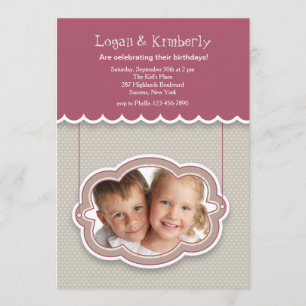Burgundy Awning Photo Invitation Kaart