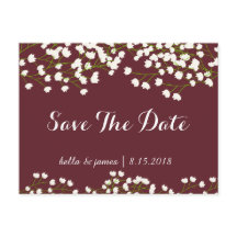 Burgundy Baby's Breath Save The Date Postkaarten