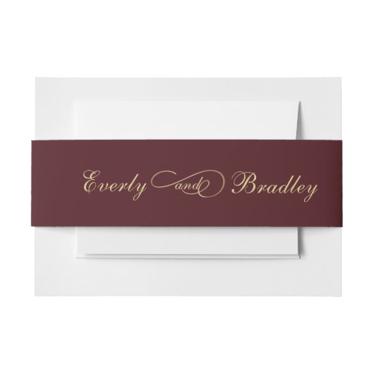 Burgundy Background Gold Script Elegant Dark Red Uitnodigingen Wikkel (Voorkant Voorbeeld)
