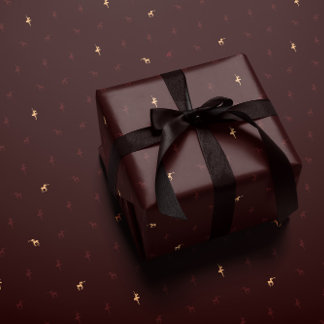 Burgundy ballerina and reindeer wrapping paper cadeaupapier