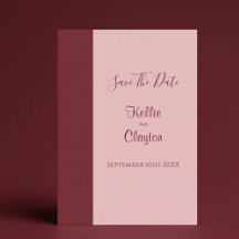 Burgundy Bar Minimalistische Trouwkaart Save The D