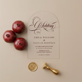 Burgundy Baroque Elegant Wedding Acryl Uitnodigingen