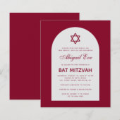 Burgundy Bat Mitzvah Arch Budget Red Uitnodiging (Voorkant / Achterkant)