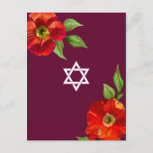 Burgundy Bat Mitzvah Floral Waterverf Bold Modern Informatiekaartje (Achterkant)