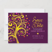 Burgundy Bat Mitzvah Gold Pink Folie Tree of Life Save The Date (Voorkant)