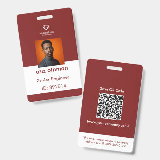 Burgundy Bedrijfsfotoidentificatiebadge-sjabloon Badge