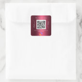 Burgundy bedrijfsnaam qr code instagram vierkante sticker (Tas)