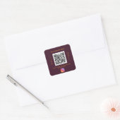 Burgundy bedrijfsnaam qr code instagram vierkante sticker (Envelop)