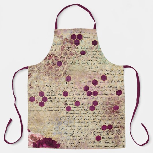 Burgundy Bee Serie Design Acht Schort (Voorkant)
