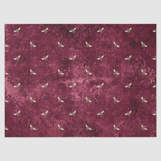 Burgundy Bee Serie Design Veertien Tissuepapier (Voorkant)