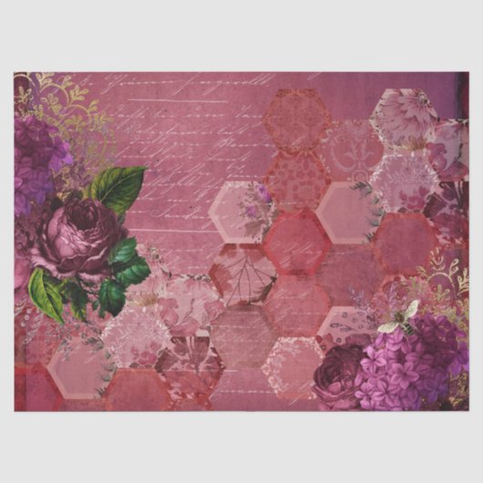 Burgundy Bee Serie Design Vijftien Tissuepapier (Voorkant)