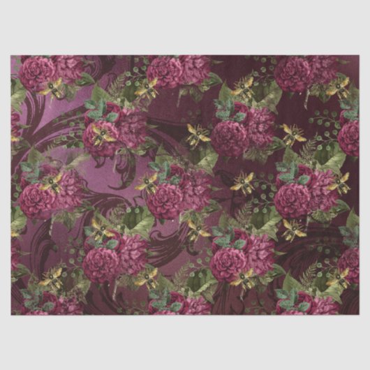 Burgundy Bee Serie Design Zes Tissuepapier (Voorkant)