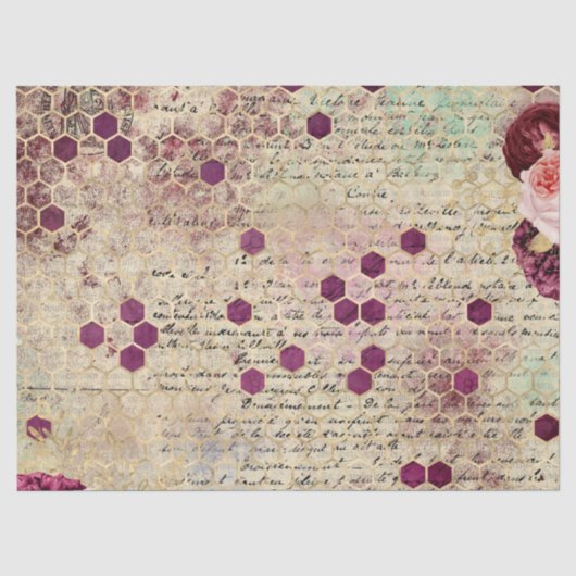 Burgundy Bee Serie Ontwerp Acht Tissuepapier (Voorkant)