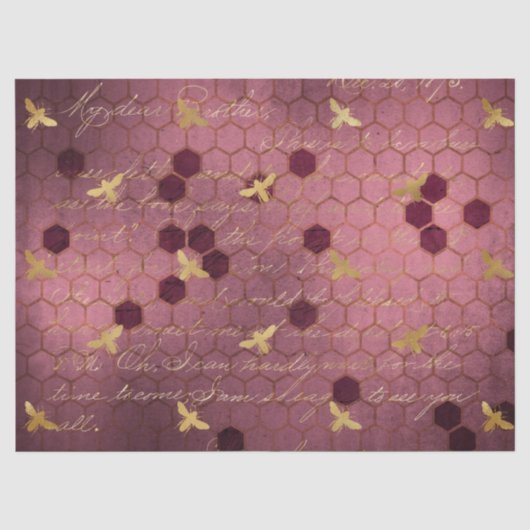 Burgundy Bee Serie Ontwerp Twee Tissuepapier (Voorkant)