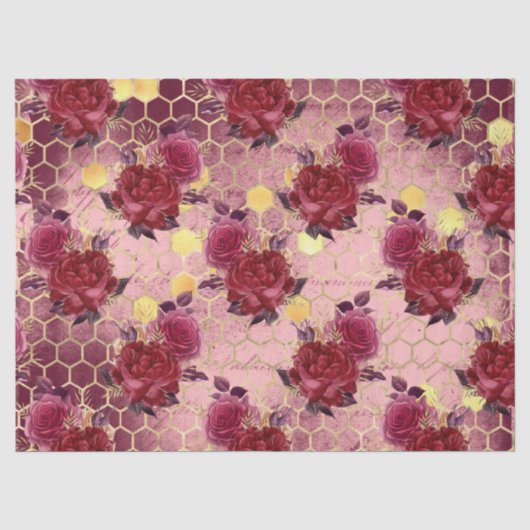 Burgundy Bee Serie Ontwerp Zeventien Tissuepapier (Voorkant)