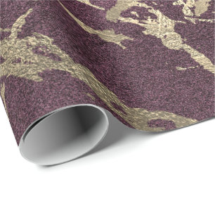 Burgundy Beet Foxier Gold Marble Shiny Glam Cadeaupapier