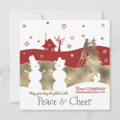 Burgundy & Beige Bedrijfs Kerstkaart Kaart (Voorkant)