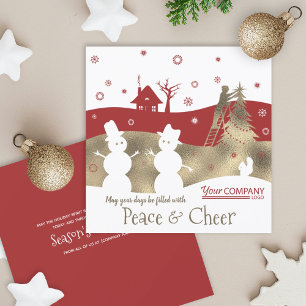 Burgundy & Beige Bedrijfs Kerstkaart Kaart