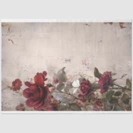 Burgundy & Beige, Rozen Bloemstuk, Shabby Chic Tissuepapier