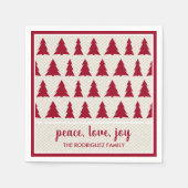 Burgundy Beige Tree Pattern Name Holiday Party Servet (Voorkant)
