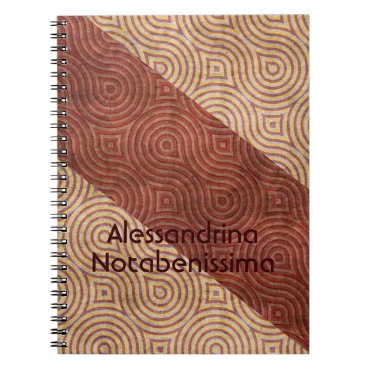 Burgundy Beige Wavy Line Diagonals Notitieboek (Voorkant)
