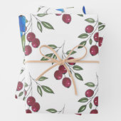 Burgundy Berries Pattern Wrapping Paper (In situ)