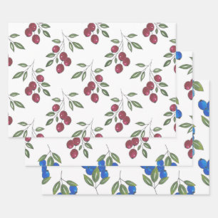 Burgundy Berries Pattern Wrapping Paper