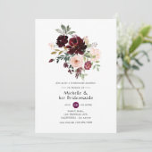 Burgundy Berry & Blush Floral Bridesmaids Luncheon Kaart (Staand voorkant)