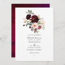 Burgundy Berry & Blush Floral QR Code RSVP Weddens