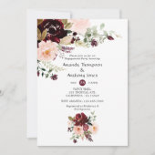 Burgundy Berry en Blush Floral Engagement Party Kaart (Voorkant)