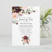 Burgundy Berry en Blush Floral Shower per Mail Kaart (Staand voorkant)