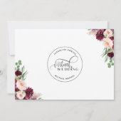 Burgundy Berry en Blush Floral Virtual Wedding Kaart (Achterkant)