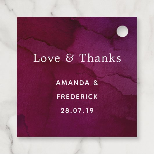 Burgundy Berry en Blush Floral Wedding Bedankjes Labels (Achterkant)