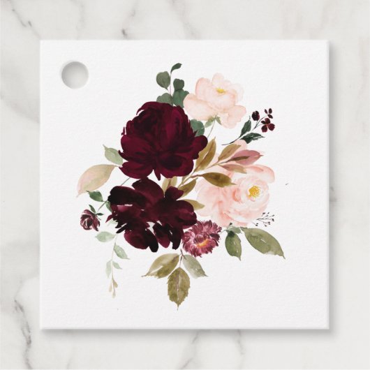 Burgundy Berry en Blush Floral Wedding Bedankjes Labels (Voorkant)