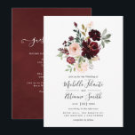 Burgundy Berry en Blush Floral Wedding Invitation Kaart<br><div class="desc">Burgundy en blush floral bruiloft nodigt u uit op uw evenement.</div>