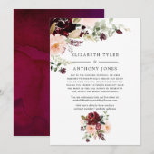 Burgundy Berry en Blush Reduced Wedding Guests Aankondiging (Voorkant / Achterkant)