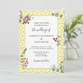Burgundy Berry en Eucalyptus Greenery Wedding Kaart (Staand voorkant)