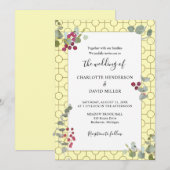 Burgundy Berry en Eucalyptus Greenery Wedding Kaart (Voorkant / Achterkant)