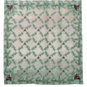 Burgundy Berry Holly Pine Christmas Douchegordijn (Voorkant)