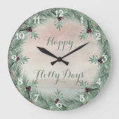 Burgundy Berry Holly Pine Christmas Grote Klok (Voorkant)