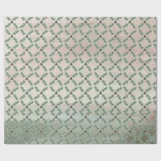 Burgundy Berry Holly Pine Christmas Wrapping Paper Cadeaupapier (Vlak)