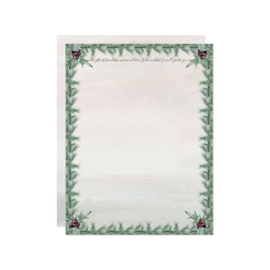 Burgundy Berry Holly Pine Kerstmis (Voorkant / Achterkant in situ)