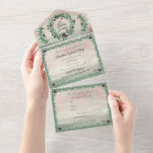 Burgundy Berry Holly Pine Kerstmis All In One Uitnodiging (Afscheurbaar)